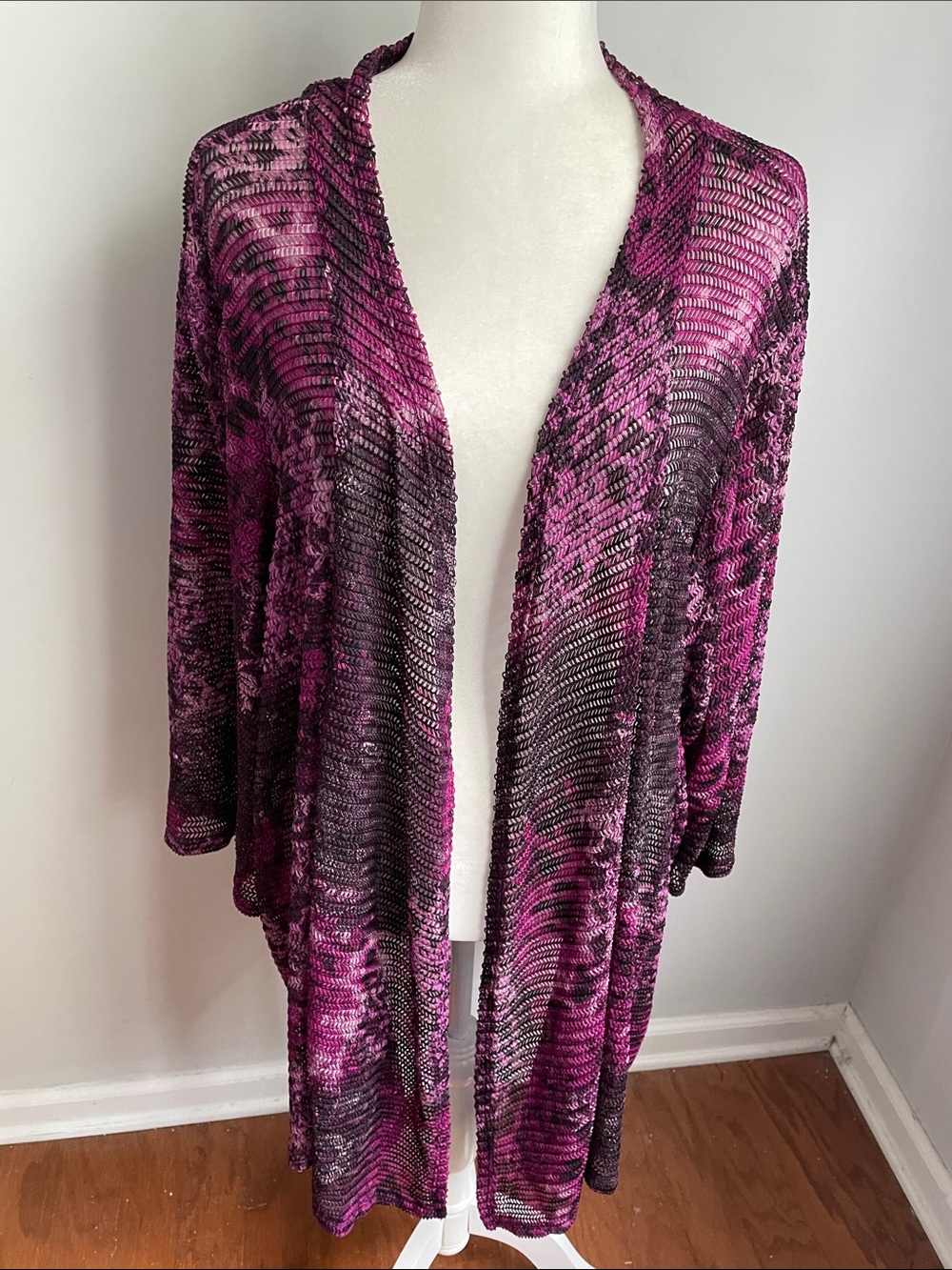 Catherines Purple Open Front Stretchy Knit Cardigan Size 3X